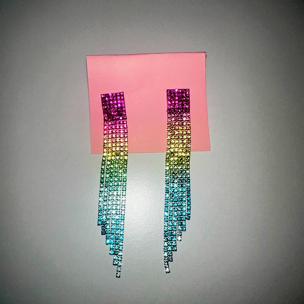 Akira Drop Earrings, Ombré Rainbow